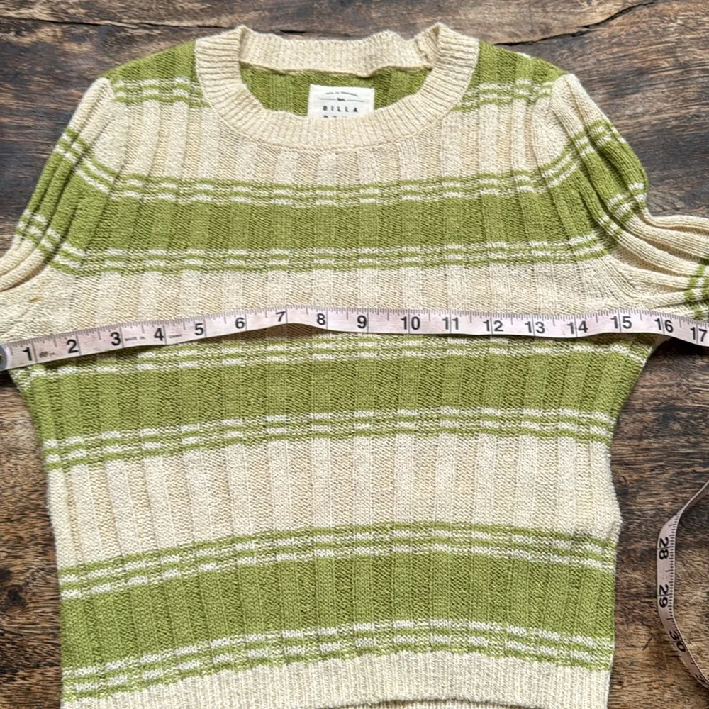 Billabong Clare green and Beige Knit Top sweater crop Size small - Image 8