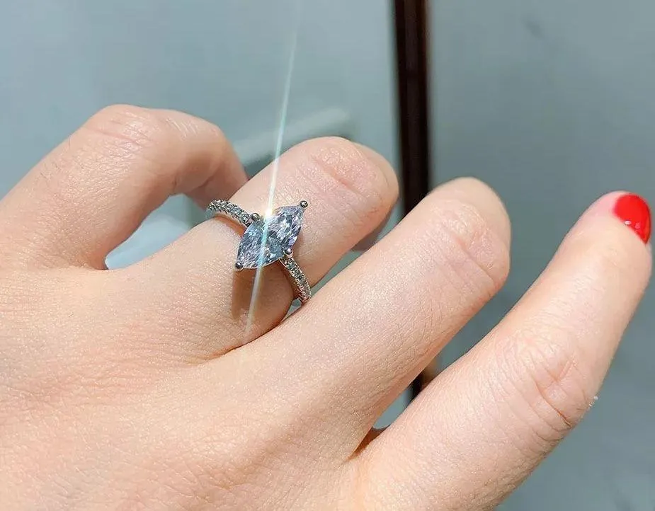 SIZE 9 925  SONA Diamond Marquise Engagement Ring - Image 4