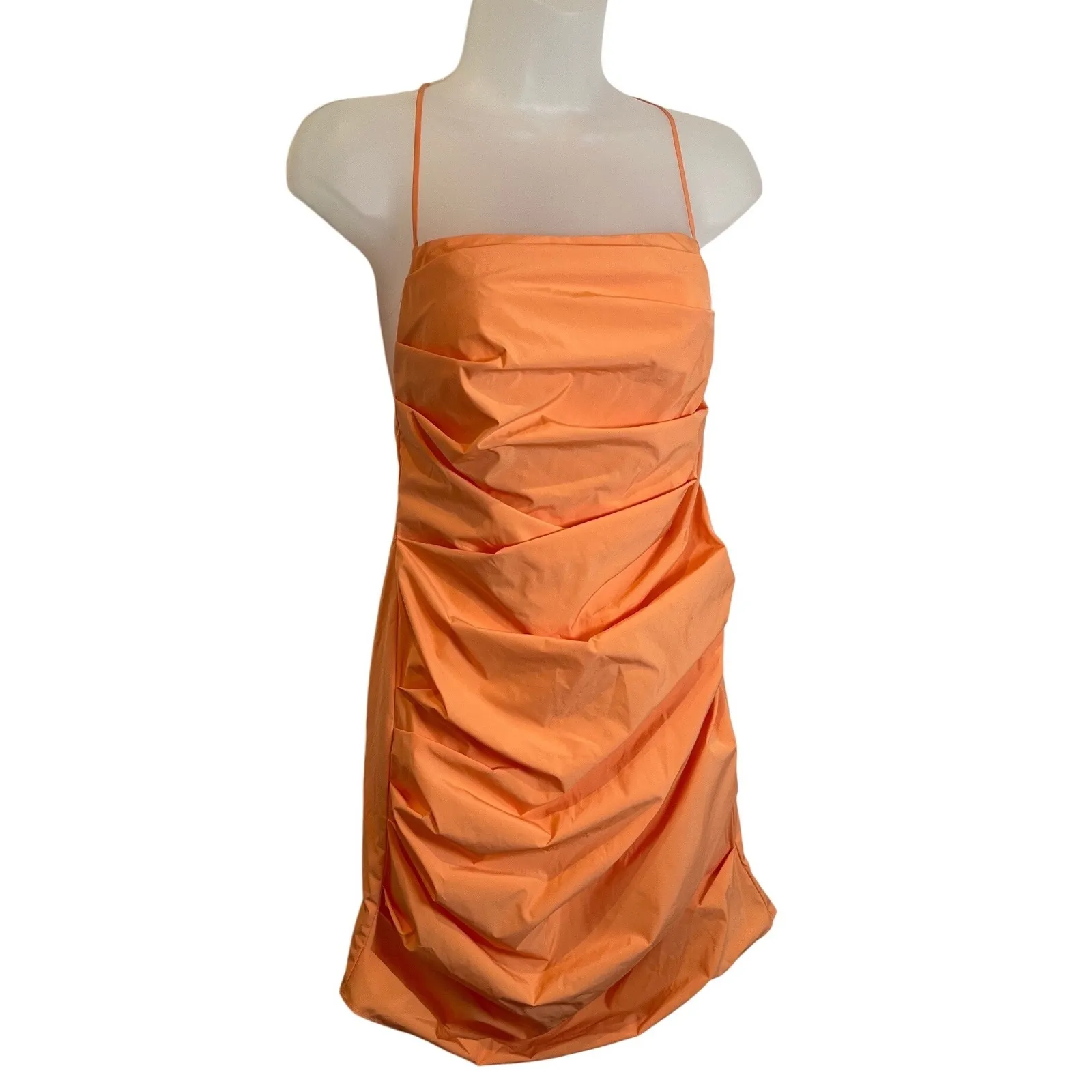 Amanda Uprichard Laconia‎ Chain Ruched Dress Mini Orange Party Cocktail Size S - Image 3
