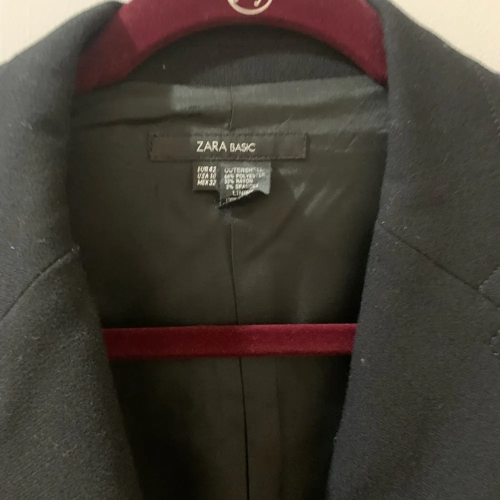 Zara Basic Black heavy weight winter blazer - fitted and cropped - Image 4