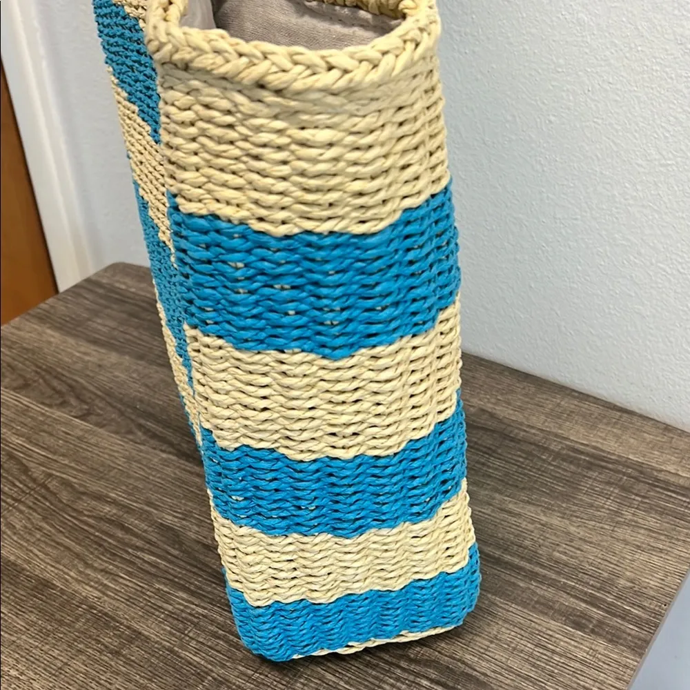 Striped Beach Tote Bag Blue - Image 6