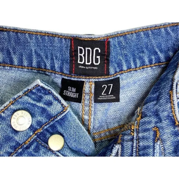 BDG Mom Jeans Womens Size 27‎ Blue High Rise Button Fly Slim Straight Denim Y2K - Image 5