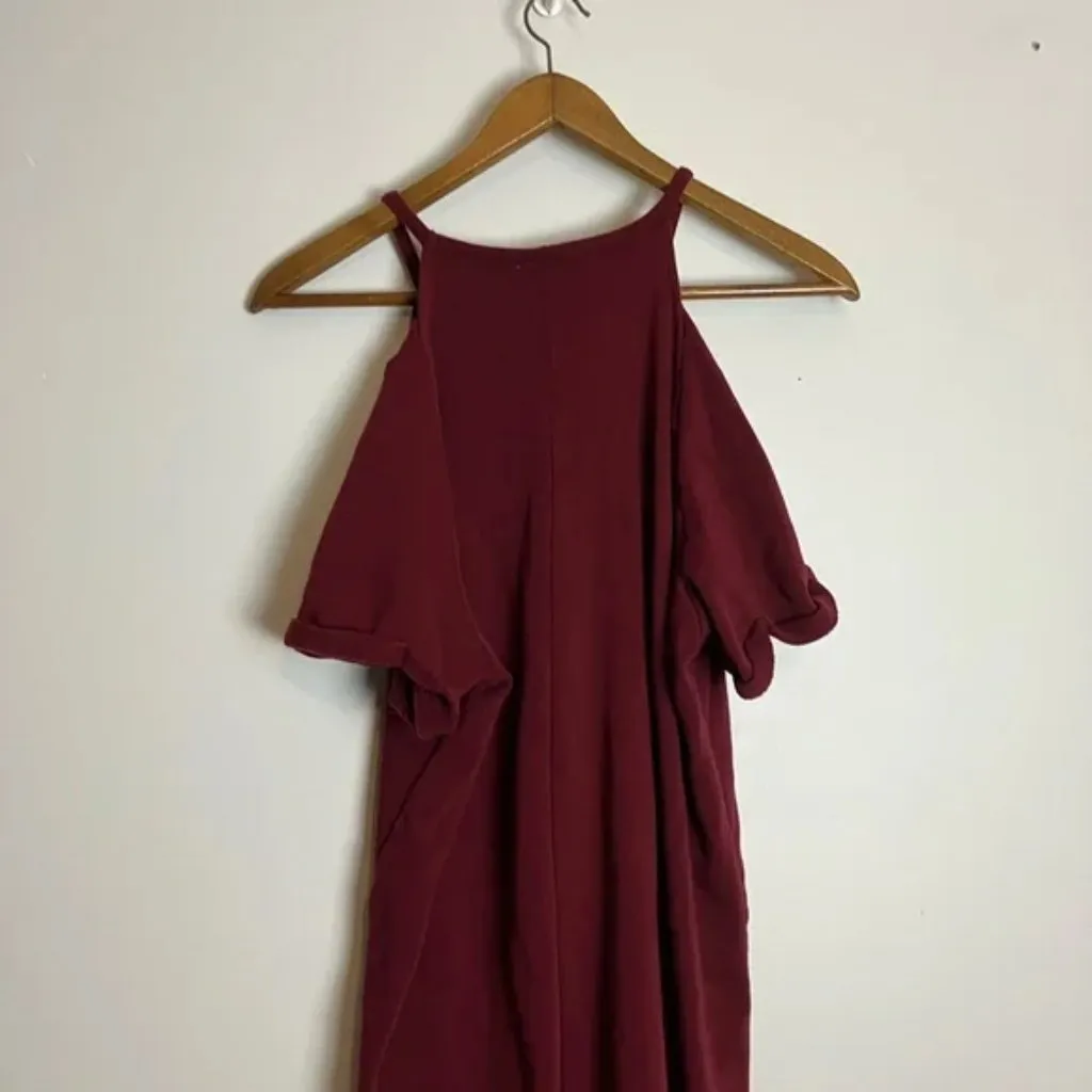 Torrid Plus Size Maroon Cozy Mini Fleece Cold Shoulder Dress - Image 9