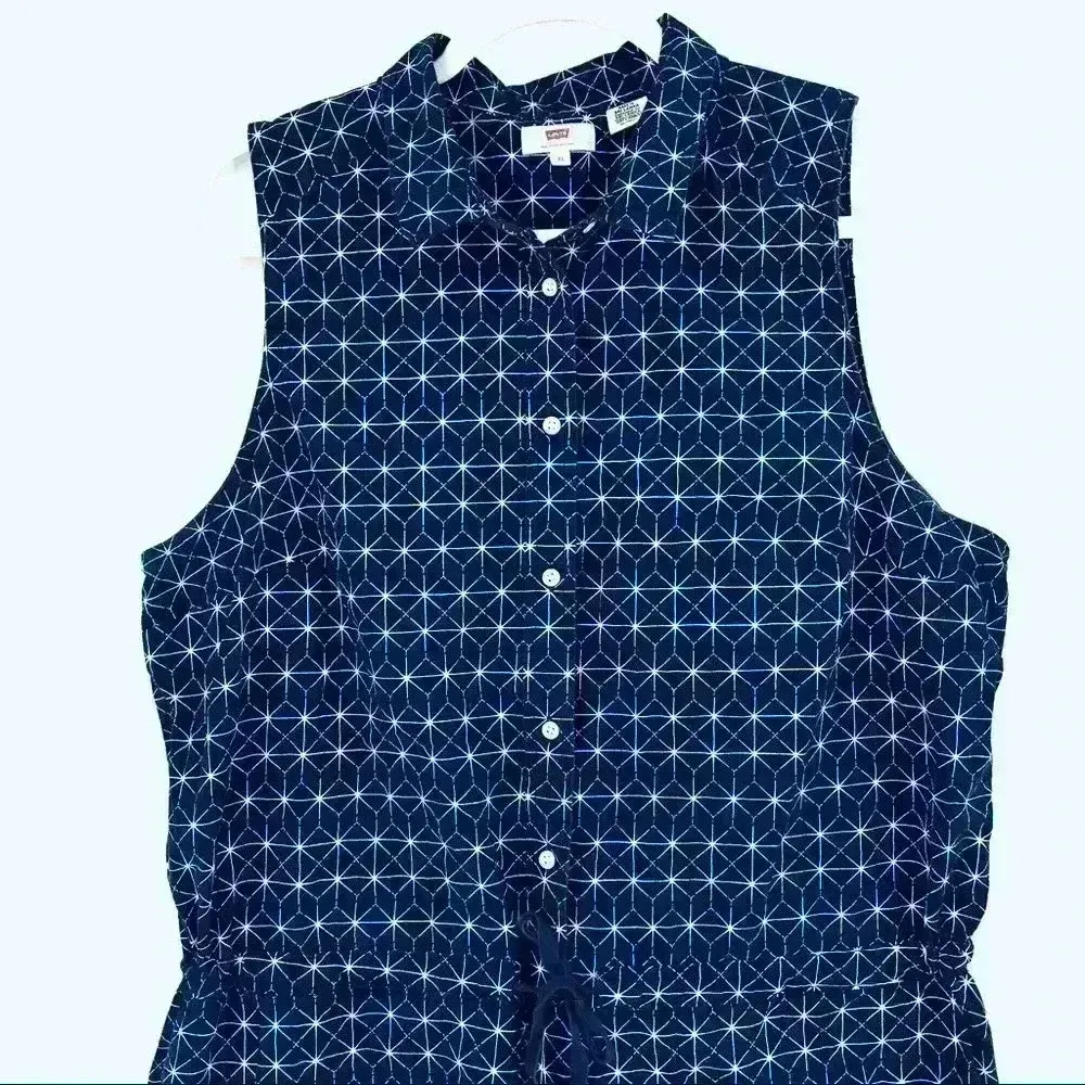 Levi’s Navy/White‎ Shorts Romper With Pockets Size XL - Image 4