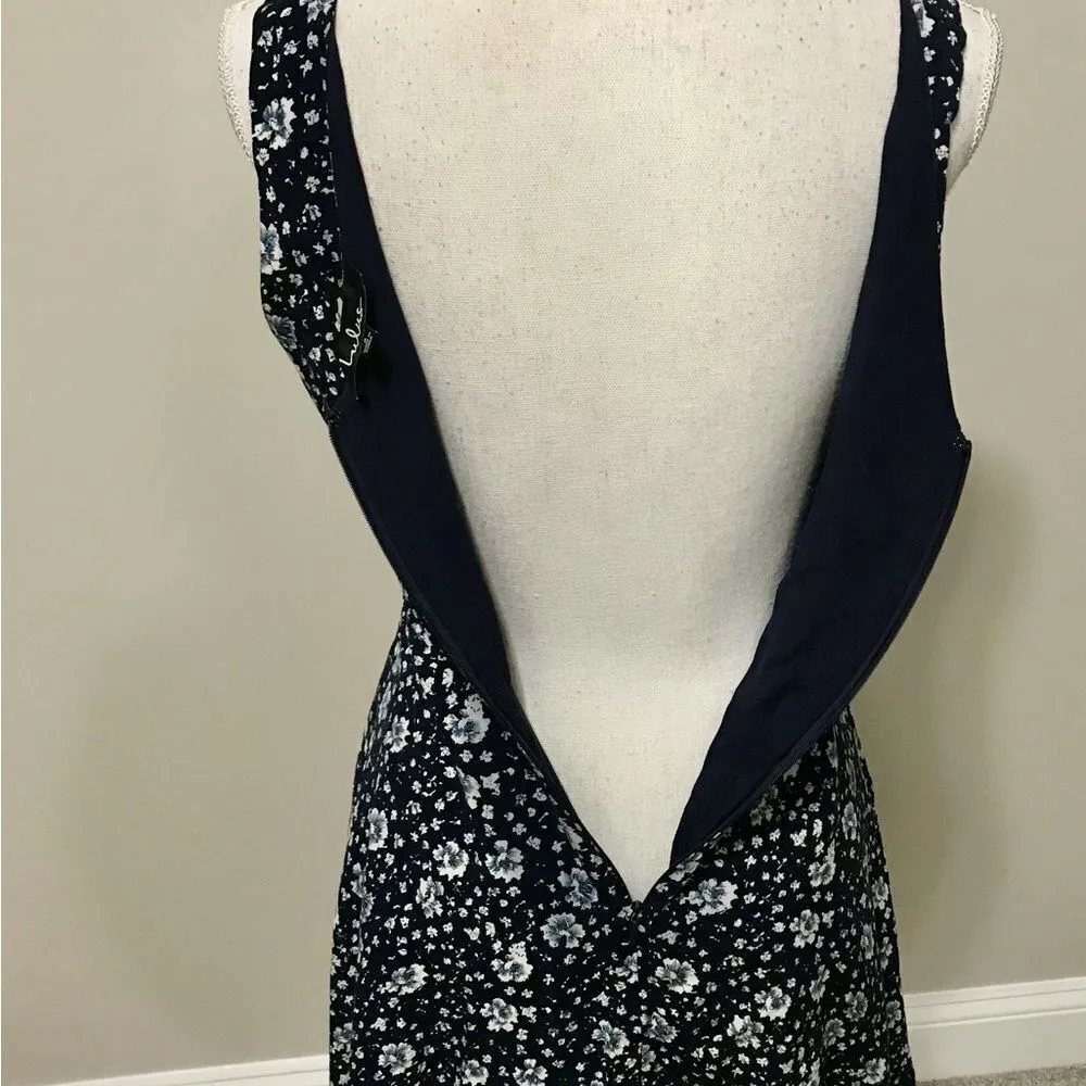 Lulus Poppy Patch Navy Blue Floral Print Skater Dress Blue - Image 7