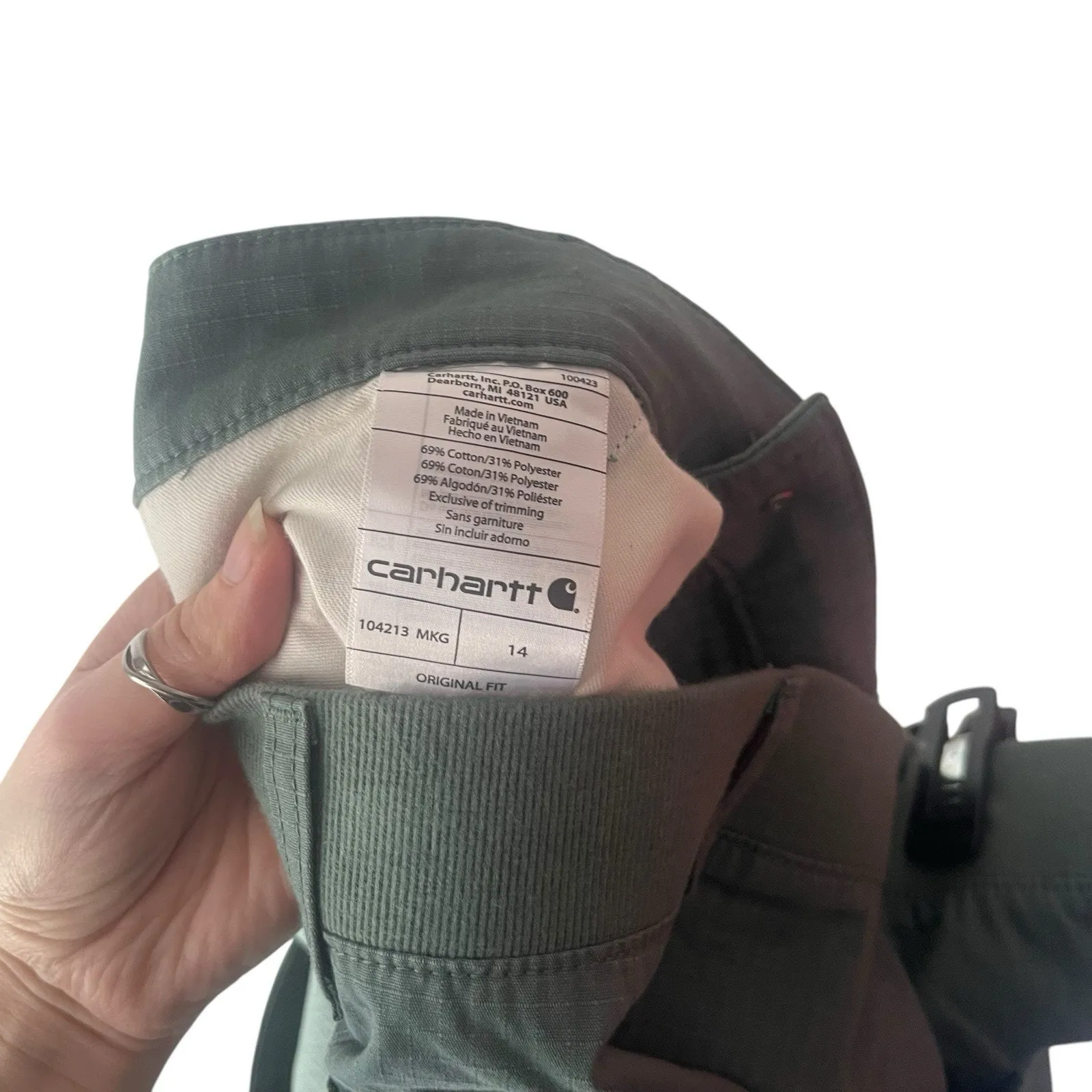 Carhartt‎ Women's Size 14 Green Outdoor Workwear Roll Up Shorts - Image 5