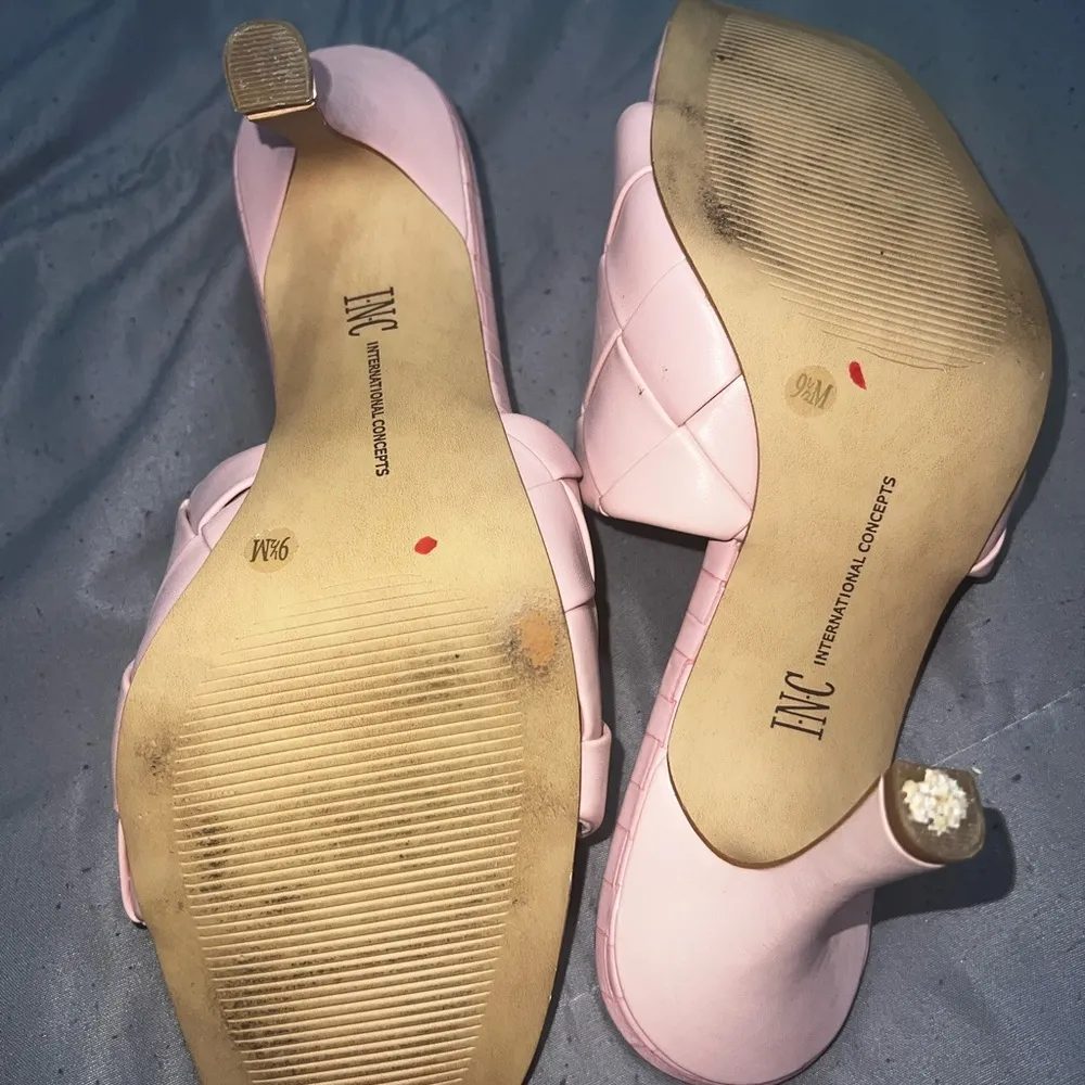 INC Liah Square Toe Women's Pink Woven Heeled Sandals size 9.5 - Image 6