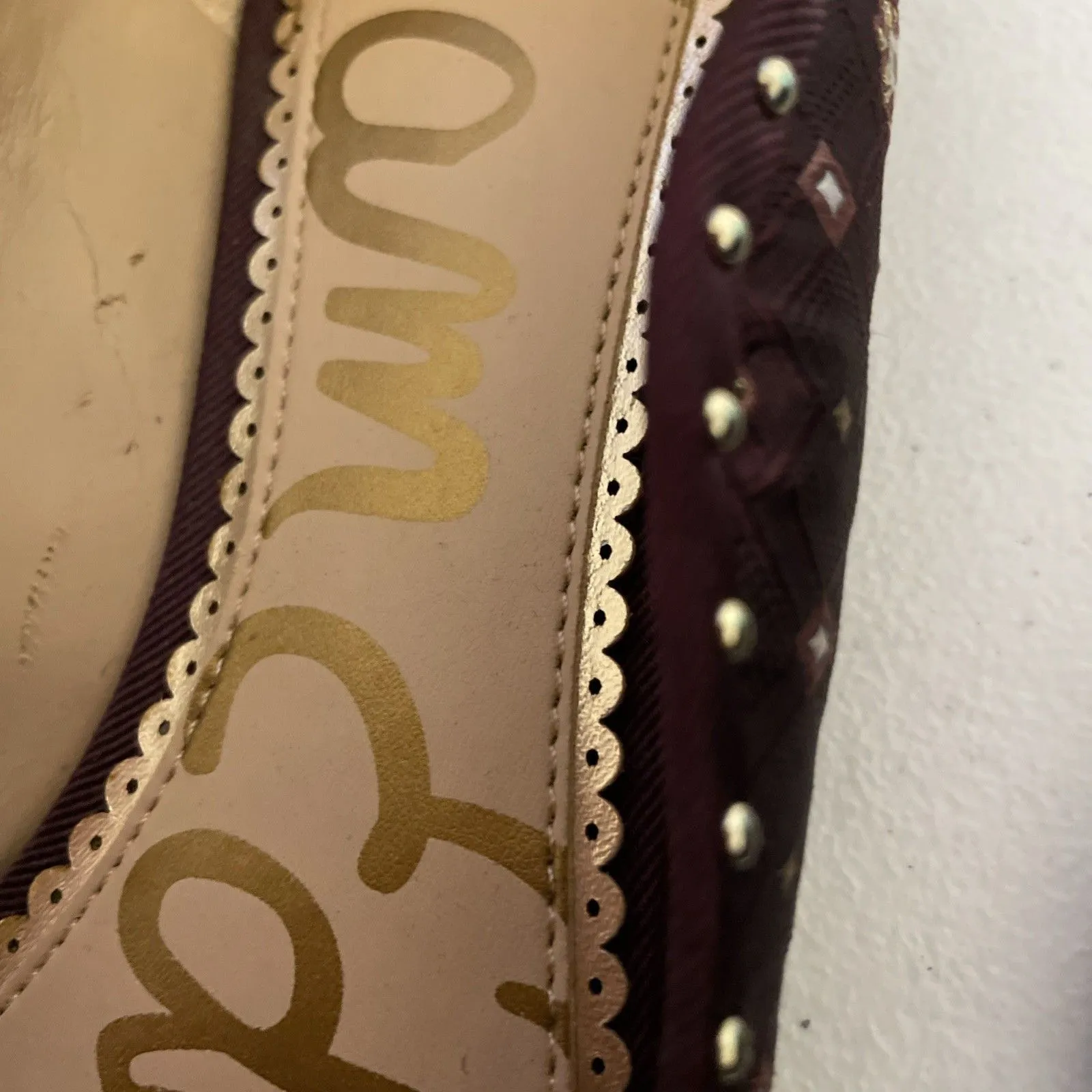 Sam Edelman Women's Rivera Flat Size 8 Gold & Burgundy Pointed Toe - Image 9
