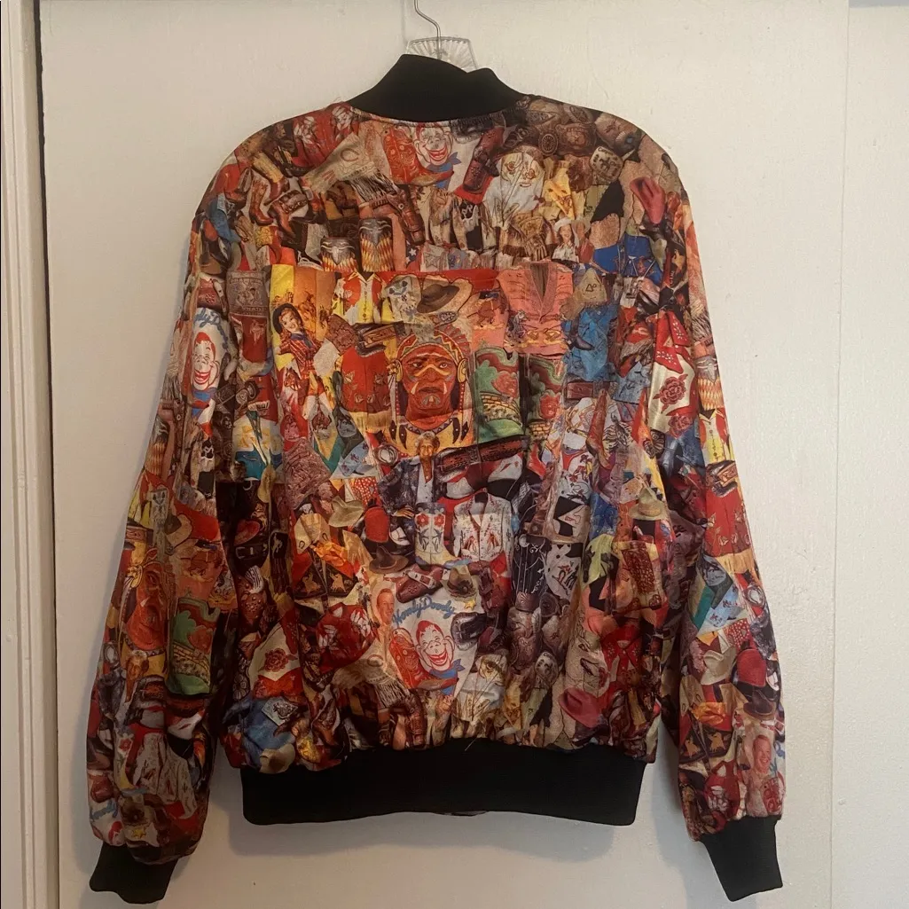 Vintage 90s Celeste Stein 50s Nostalgia All Over Print Bomber Jacket Size L - Image 6
