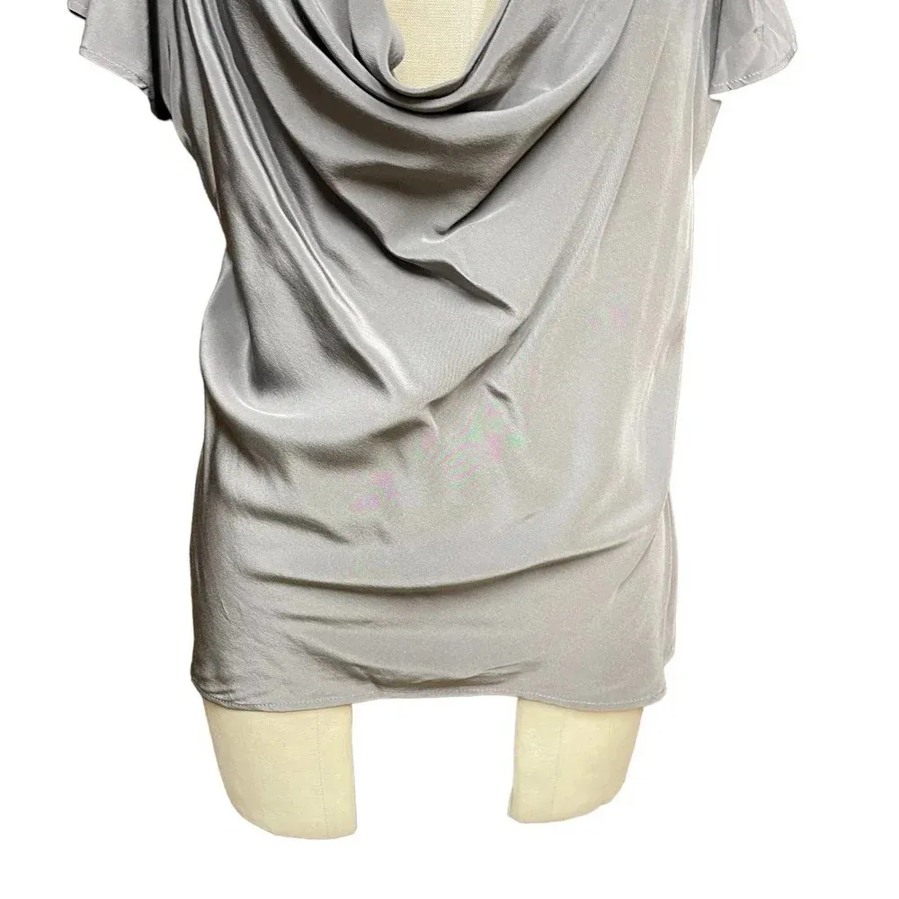 Karina Grimaldi 100% Silk Cowl Neck Blouse Short Sleeve‎ Top Size Small - Image 3