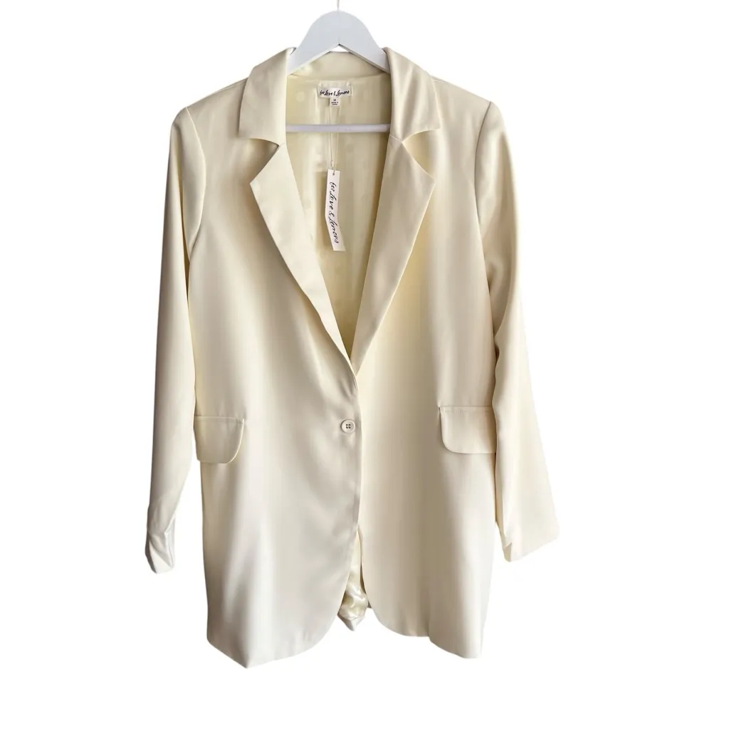 For Love & Lemons Courtney Gabardine Boyfriend Women’s Blazer Size Medium NWT - Image 3