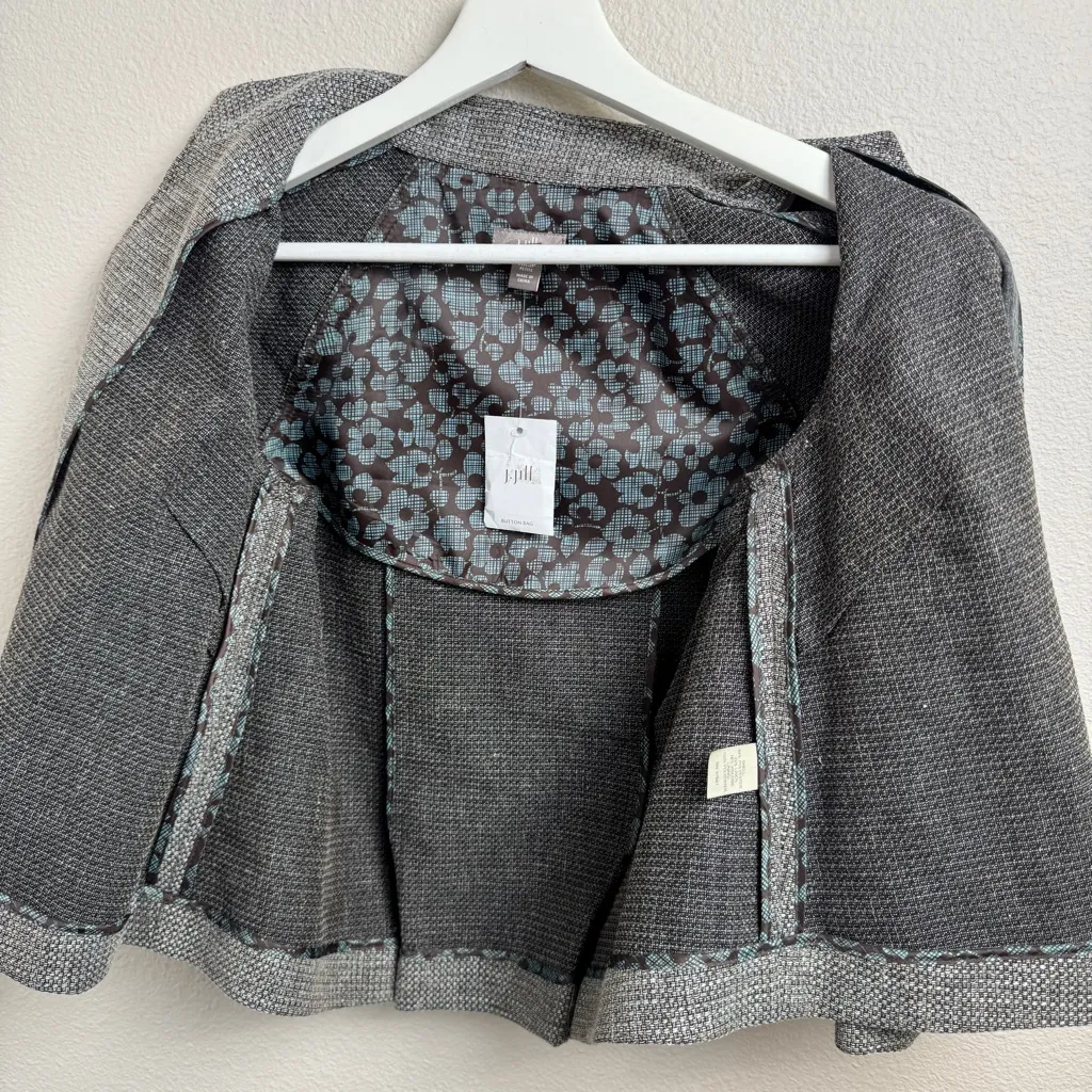 J Jill Linen Blend Cropped Blazer Jacket Size XXS can fit Small New With Tags Gray - Image 9