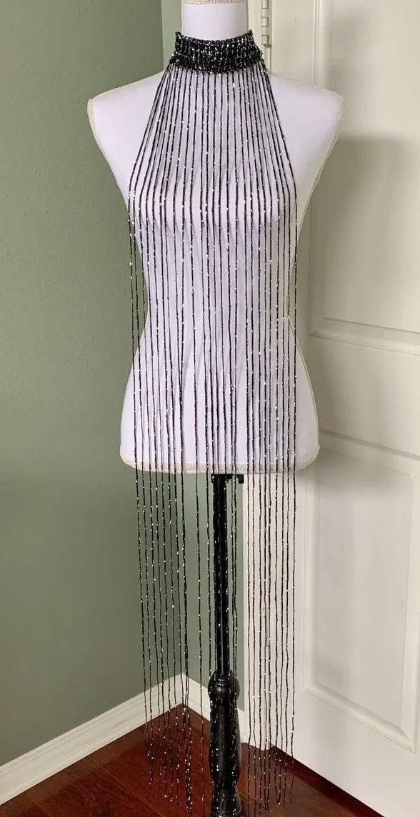 REIGN - Black Sparkle Fringe Tassel Choker - Image 3