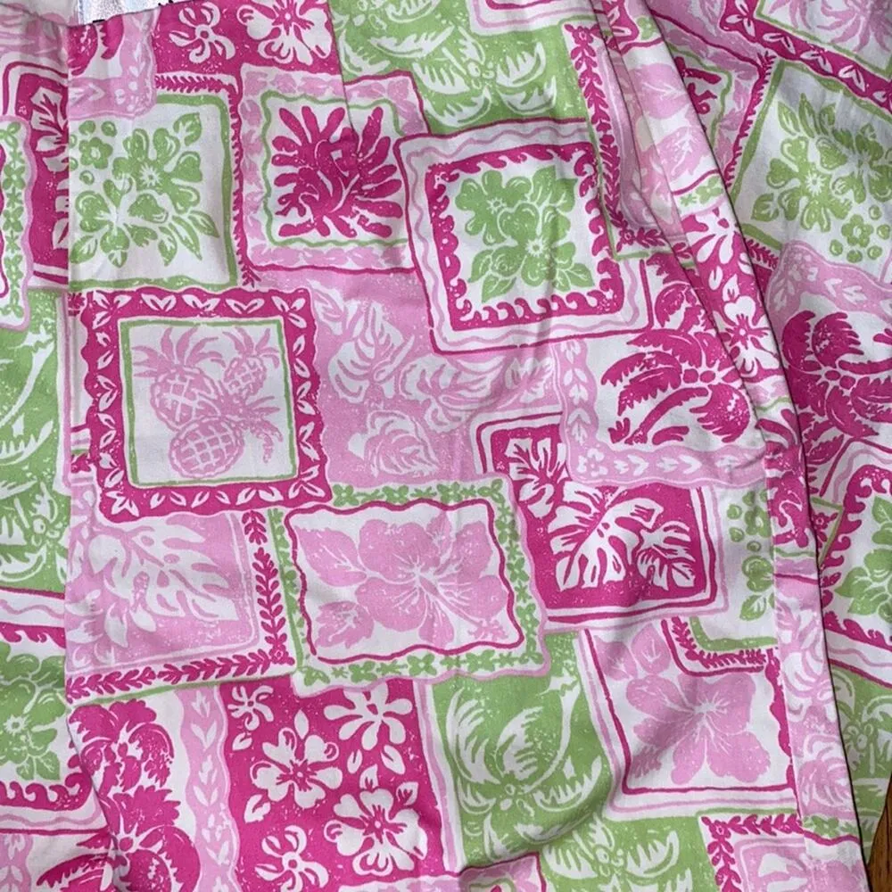 Island Republic Funky Pink Hawaiian Print Cropped Pants Sz 8 Cotton Stretch - Image 7