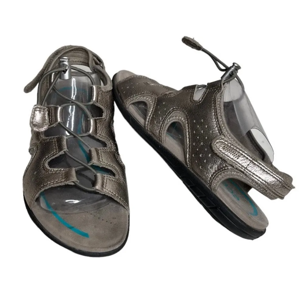 ECCO Bluma Toggle Sandals Metallic Shine Elastic Laces Womens Size 39 US 8-8.5 - Image 8