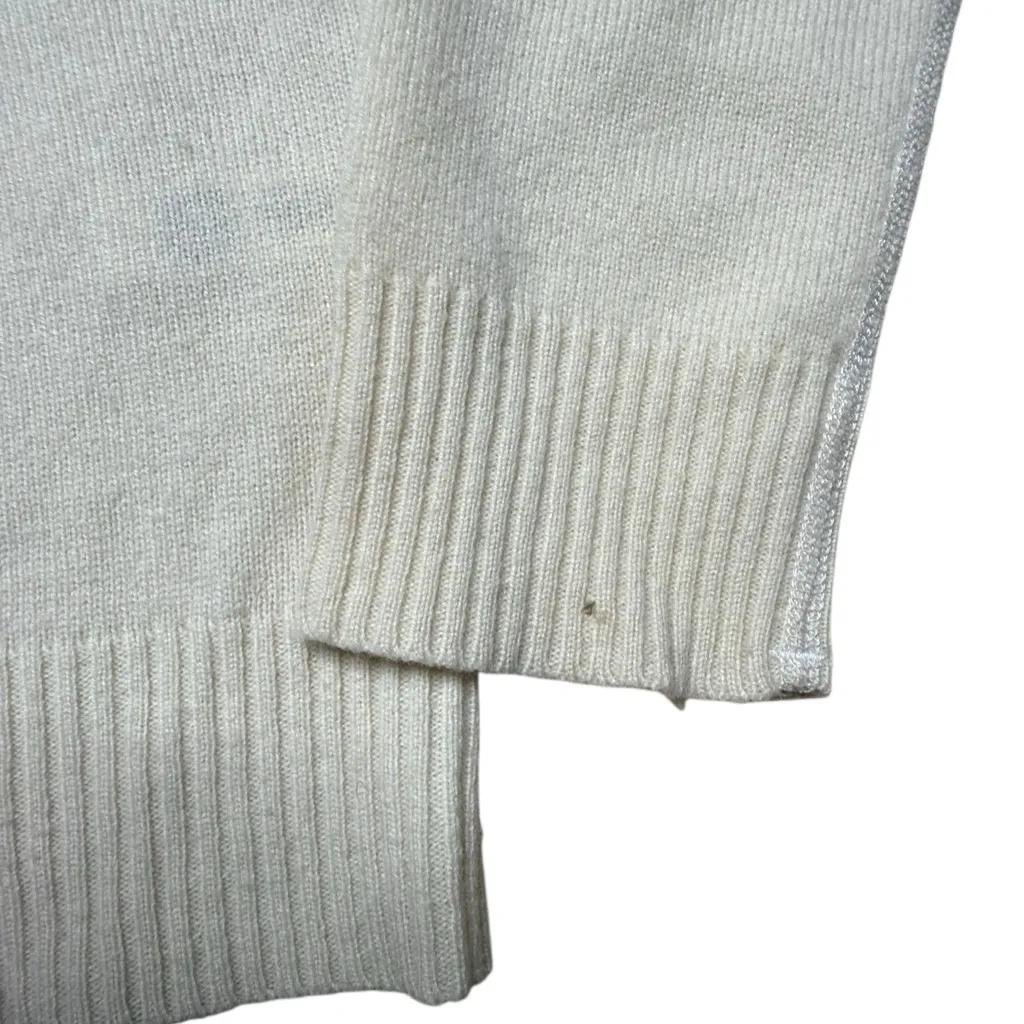 Three Dots Anthropologie 100% cashmere cream Vneck long sleeve sweater small - Image 4