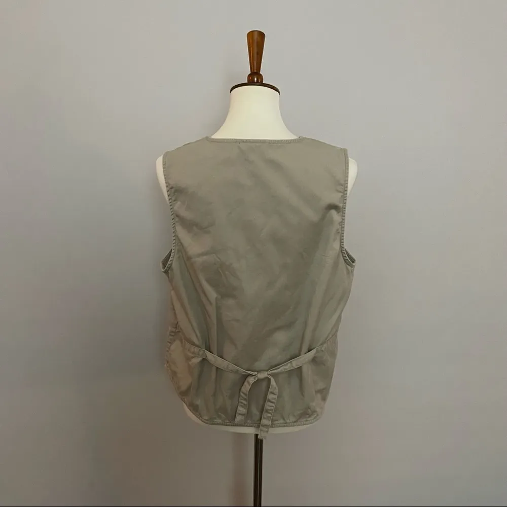 Vintage Vest Safari Embroidered Animal Giraffe Zebra Elephant Palm Trees Khaki Tan Size L - Image 8