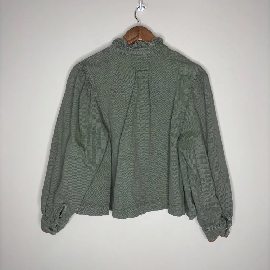 Seventy + Mochi Ziggy Cropped Denim Jacket Green - Image 7