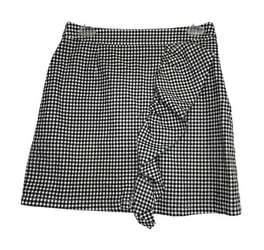 Missguided black white Gingham check plaid frill mini short skirt Size 8 - Image 1
