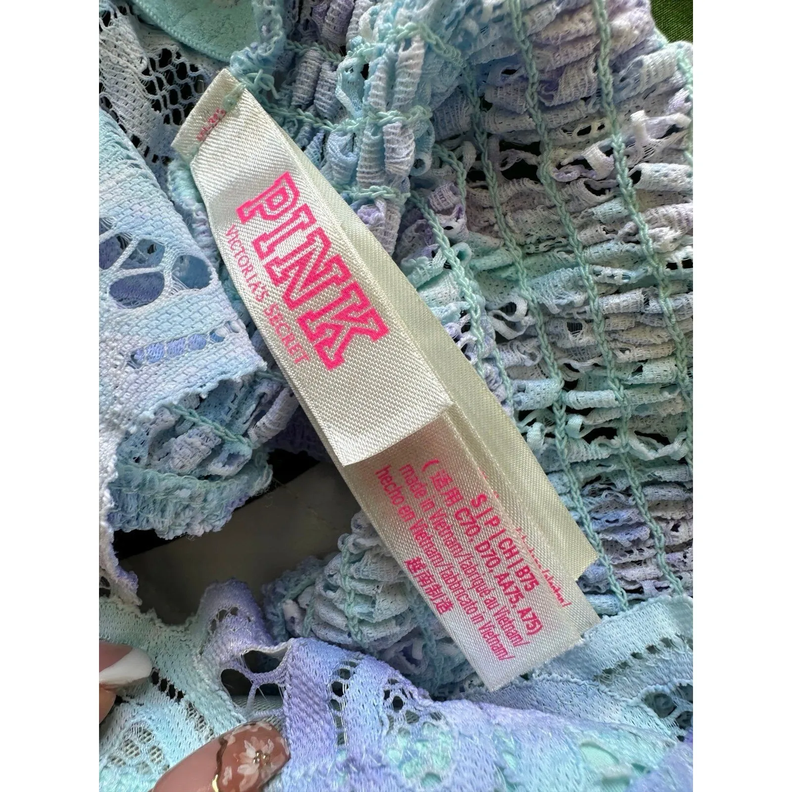 NWOT Victoria's Secret PINK Lace Tie Dye Padded Wireless Strappy Bralette S - Image 4