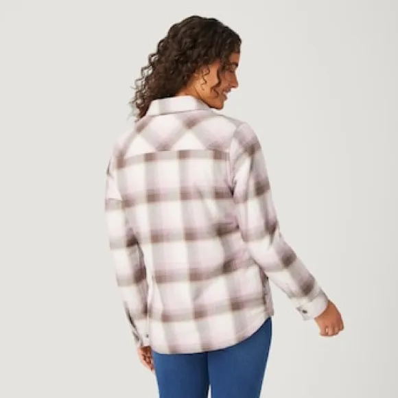 Free Country Primrose Flannel Faux Fur Insulated Snap Button Shirt Shacket Small - Image 3