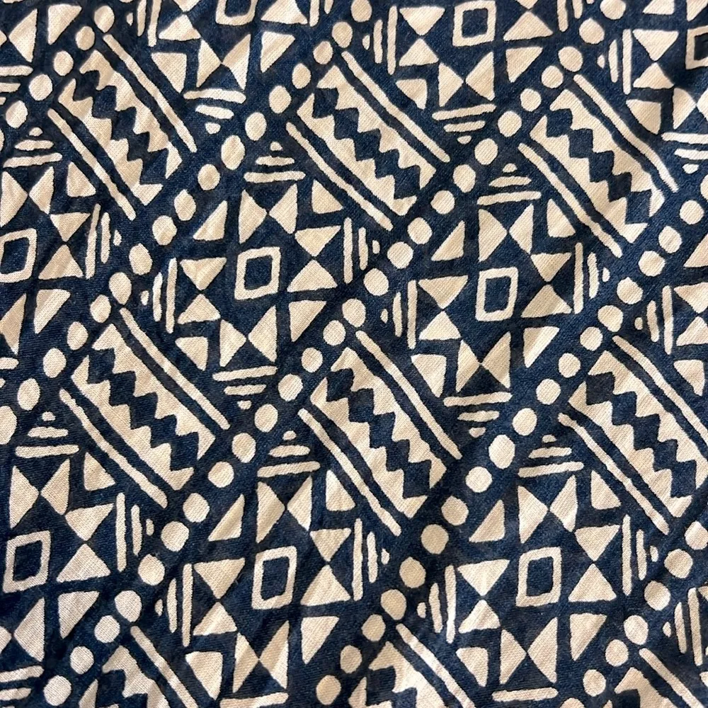 John Robshaw x Lucky Brand batik top, geometric pattern blue and white, sz M Size M - Image 13