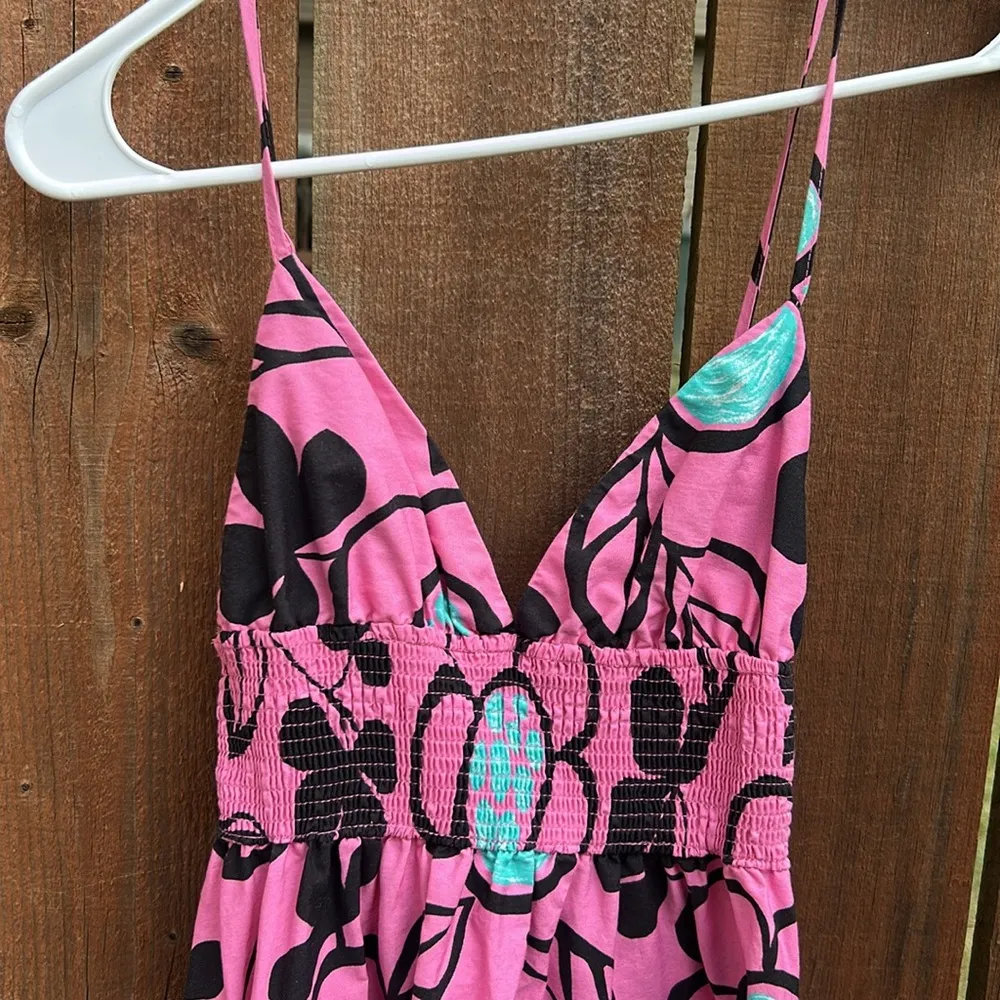 ZARA Floral Retro Midi Length Pink Dress Size XS - Image 7