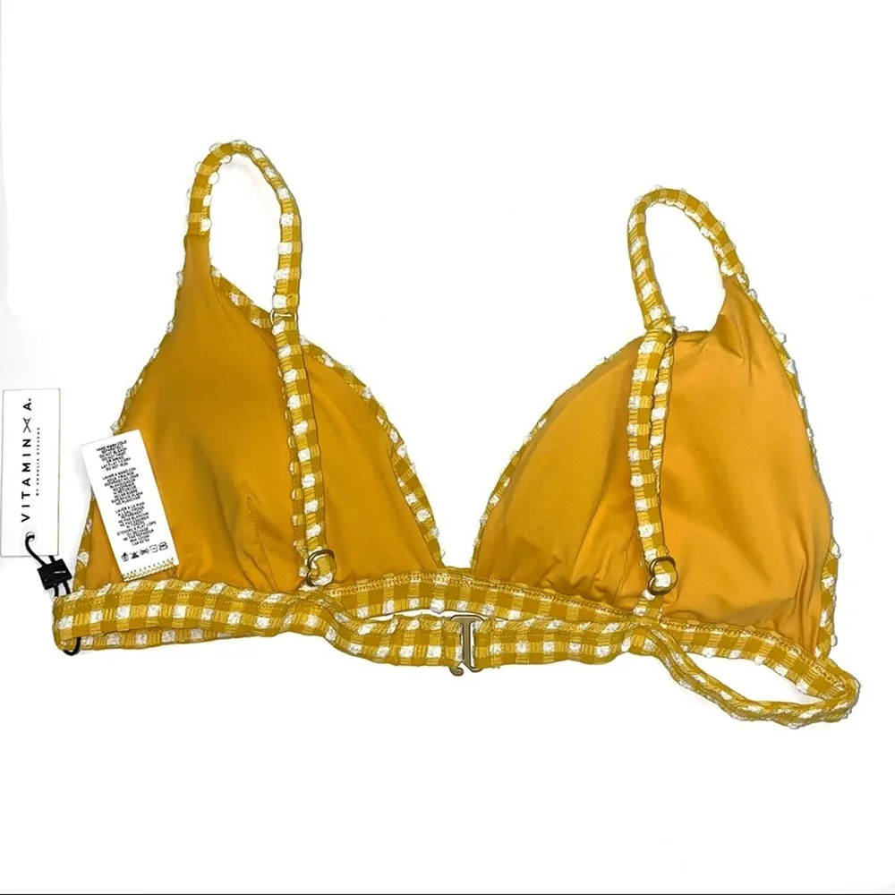 NWT Vitamin A Gingham Textured Honeycomb Golden Yellow Bikini Top 10 L - Image 3