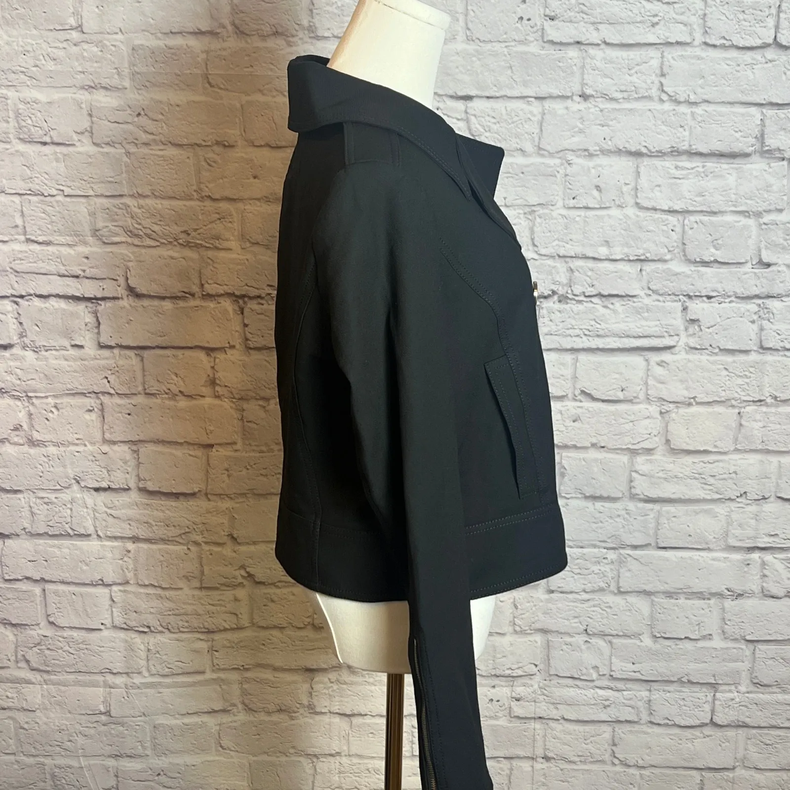 White House Black Market Black Cropped DoubleBreasted Jacket Women's M Chiccore - Image 2