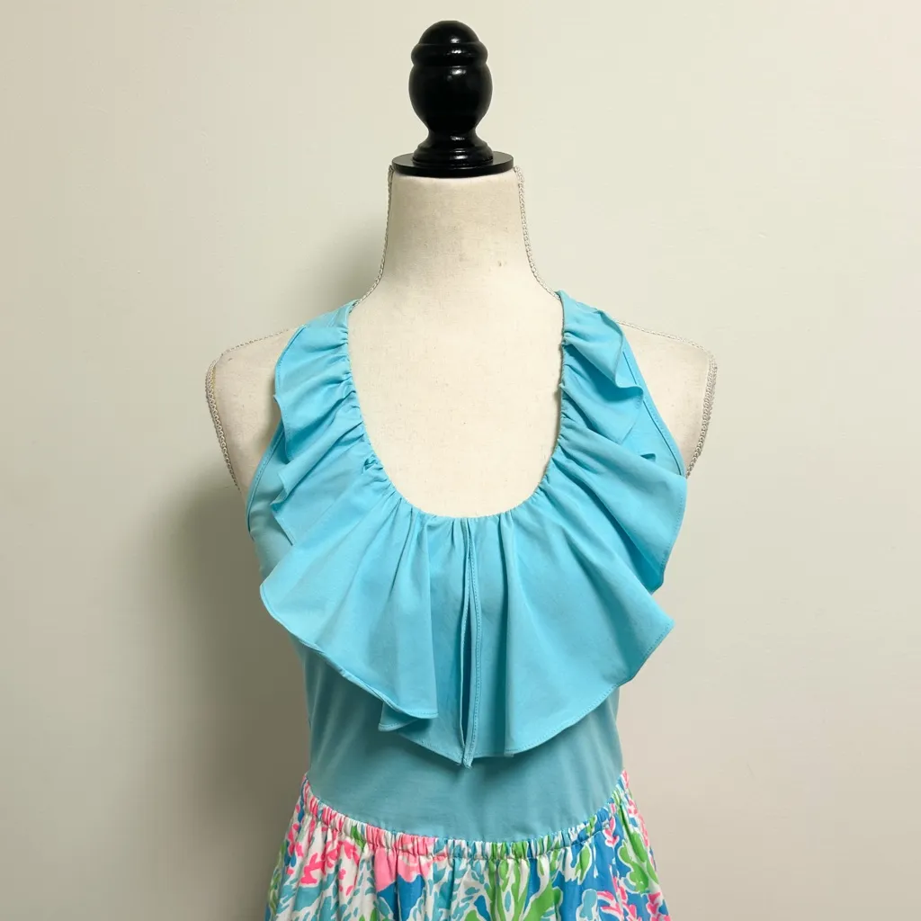 Lilly Pulitzer Lets Cha Cha Danita Racerback Sleeveless Ocean Print Mini Dress - Image 2