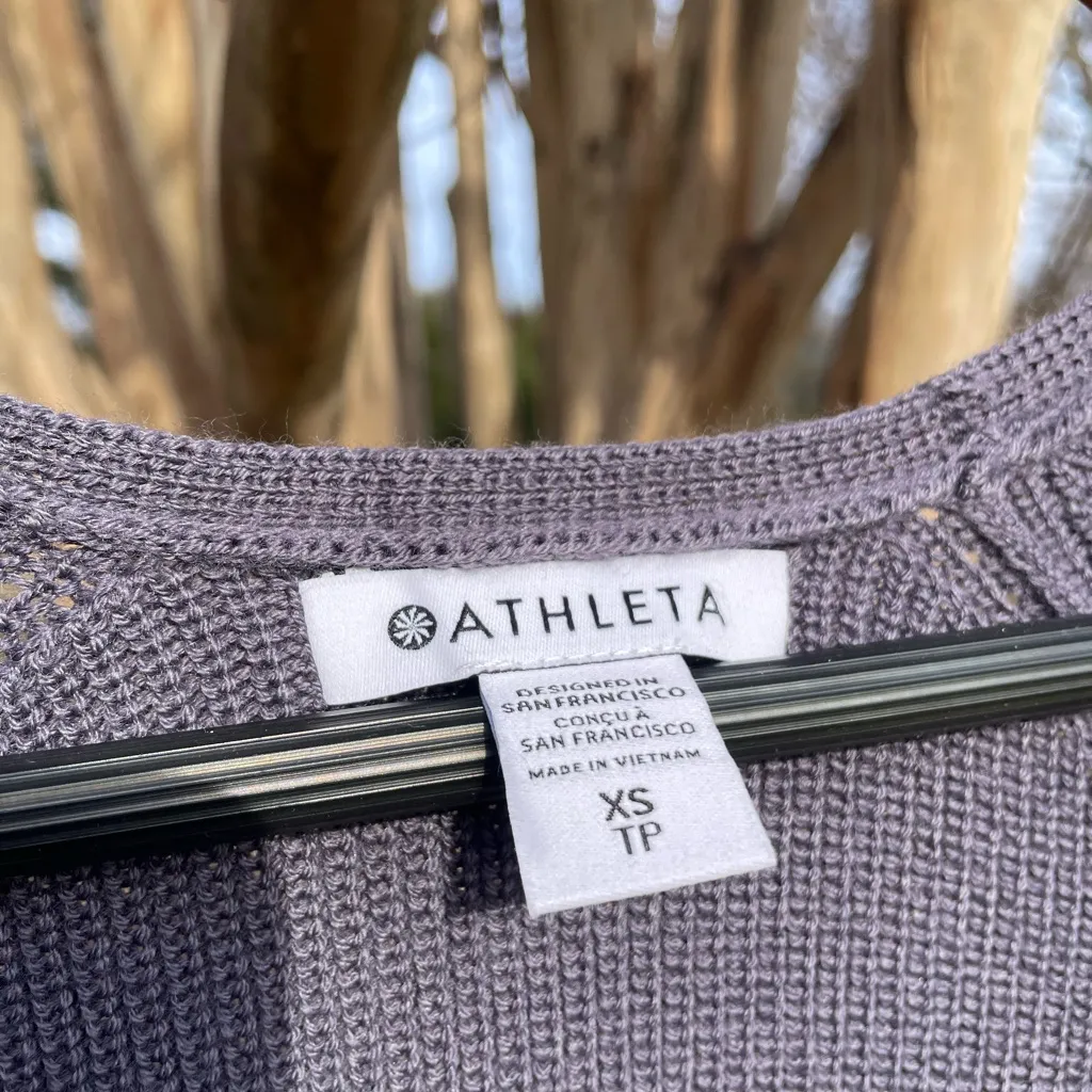 Athleta Wool Blend Cozy Purple V-Neck Knit Sweater Cottagecore Athleisure - Image 5