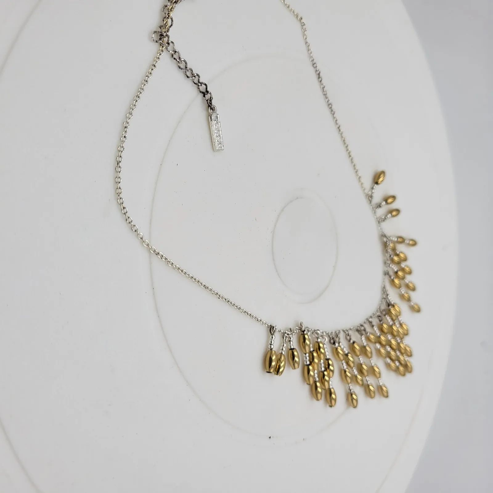 Vintage Napier‎ Metal Barrel Beads Bib Neckleace 19" Gold Silver Tone Dangling - Image 10