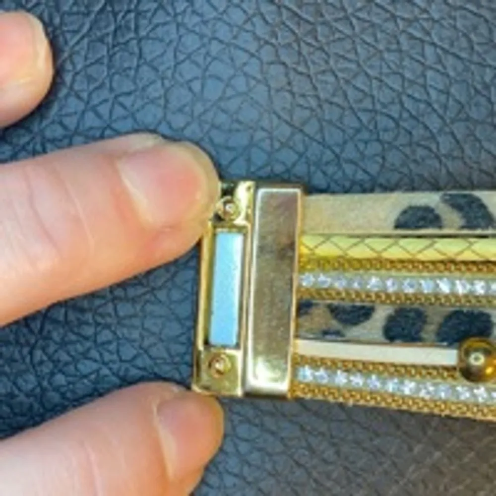 Leopard Gold Multi-Strand Magnetic Wrap Bracelet Rhinestone Glam Boho - Image 5