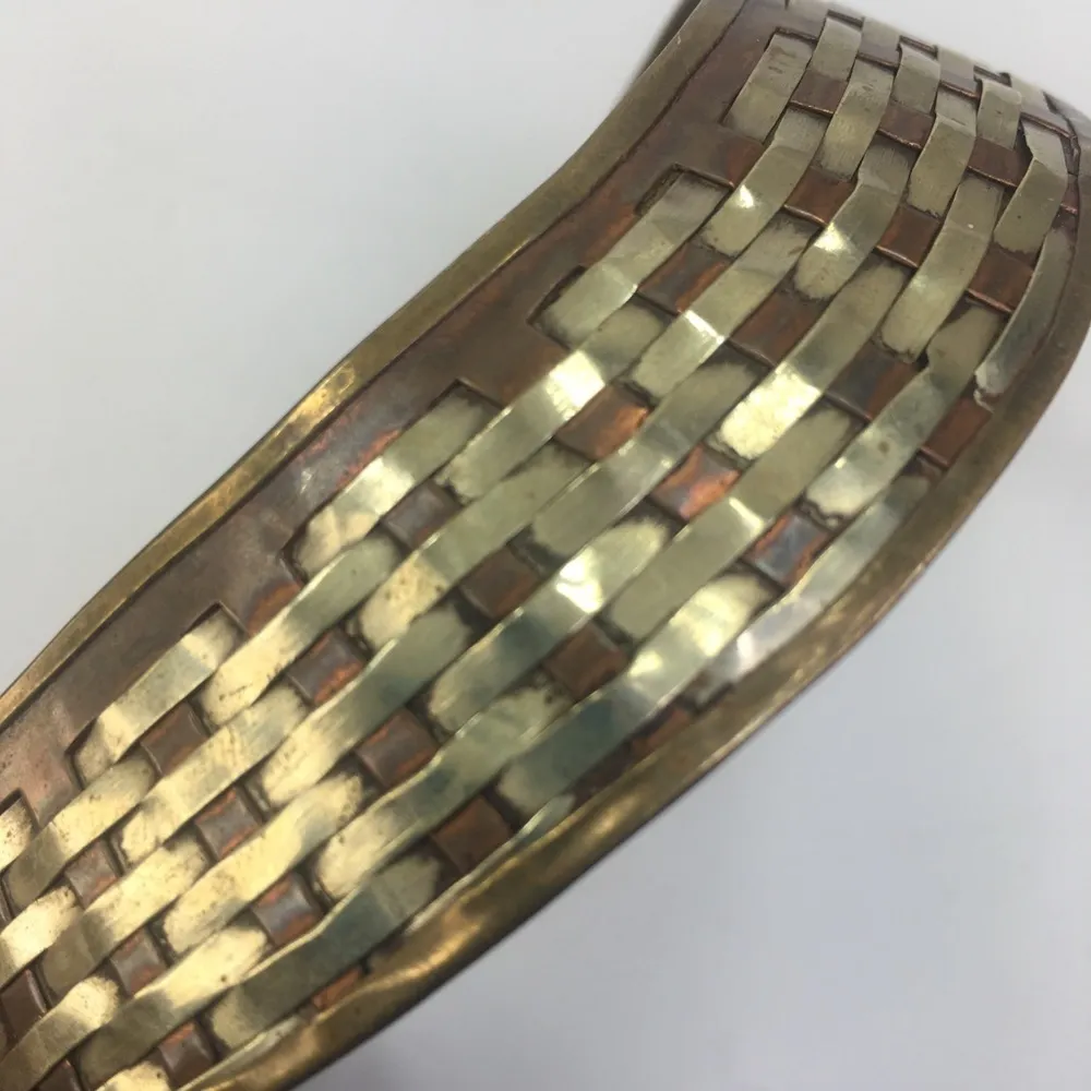 Vintage brass copper cuff woven India - Image 7