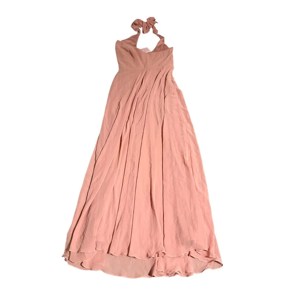 After Six NWT Size 12 Desert Rose Pink LX CHIFFON One Shoulder Floor‎ Dress Gown - Image 4