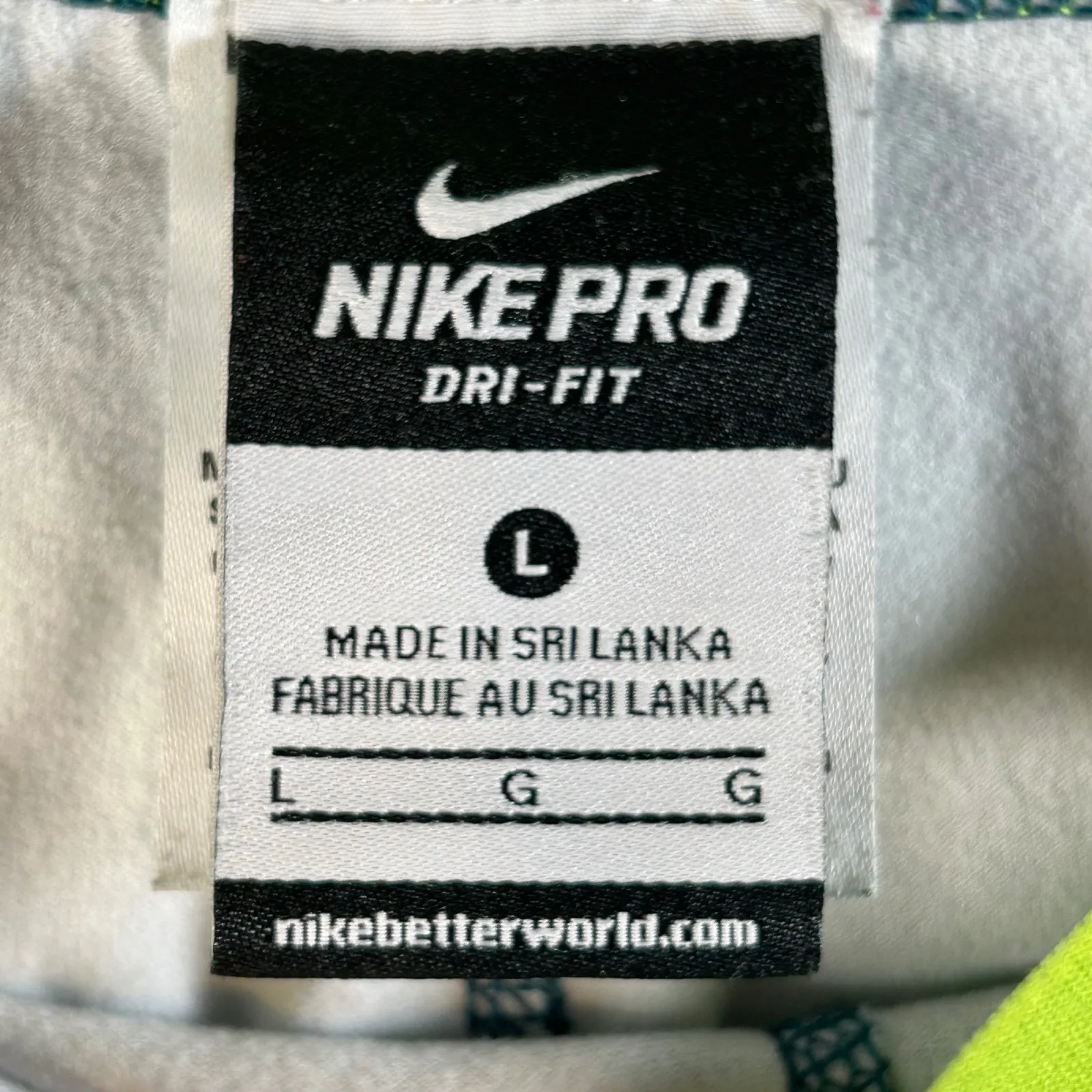 Nike Pro Dri Fit Teal Geometric Print Leggings Womens Size Large - Image 4