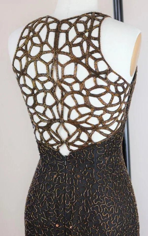 Scala Silk Beaded Vintage Cocktail Dress Medium - Image 2