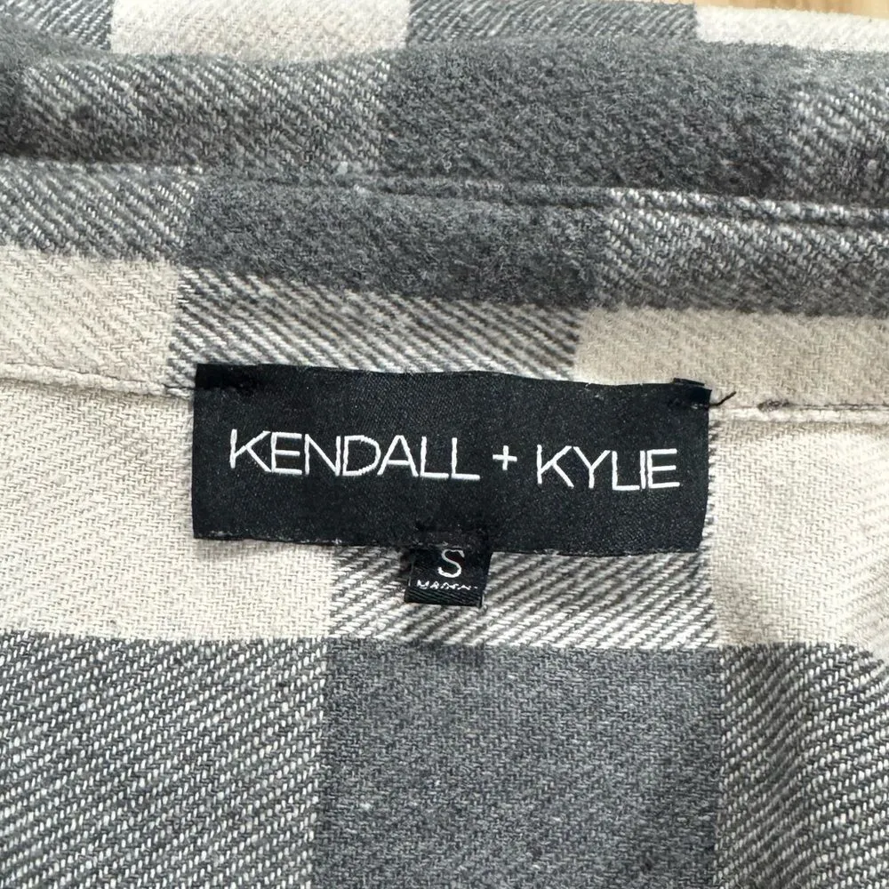 Kendall and Kylie White Grey Plaid Shacket Jacket Women’s Small - Image 3