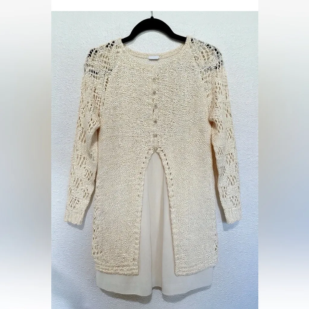 Altar'd State Cream Crochet Tunic Sweater/Mini Dress, size
M/L - Image 4