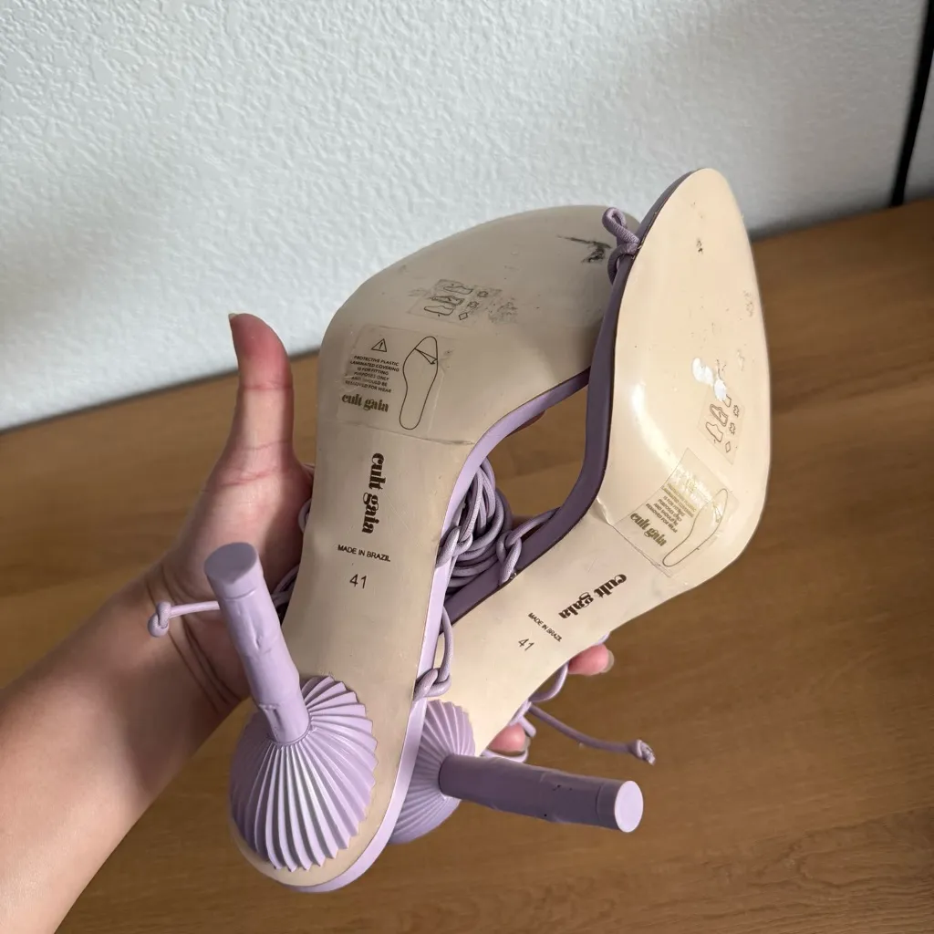 NEW Cult Gaia Soleil Ankle Tie Leather Sandals in Lavender 41 11 - Image 6