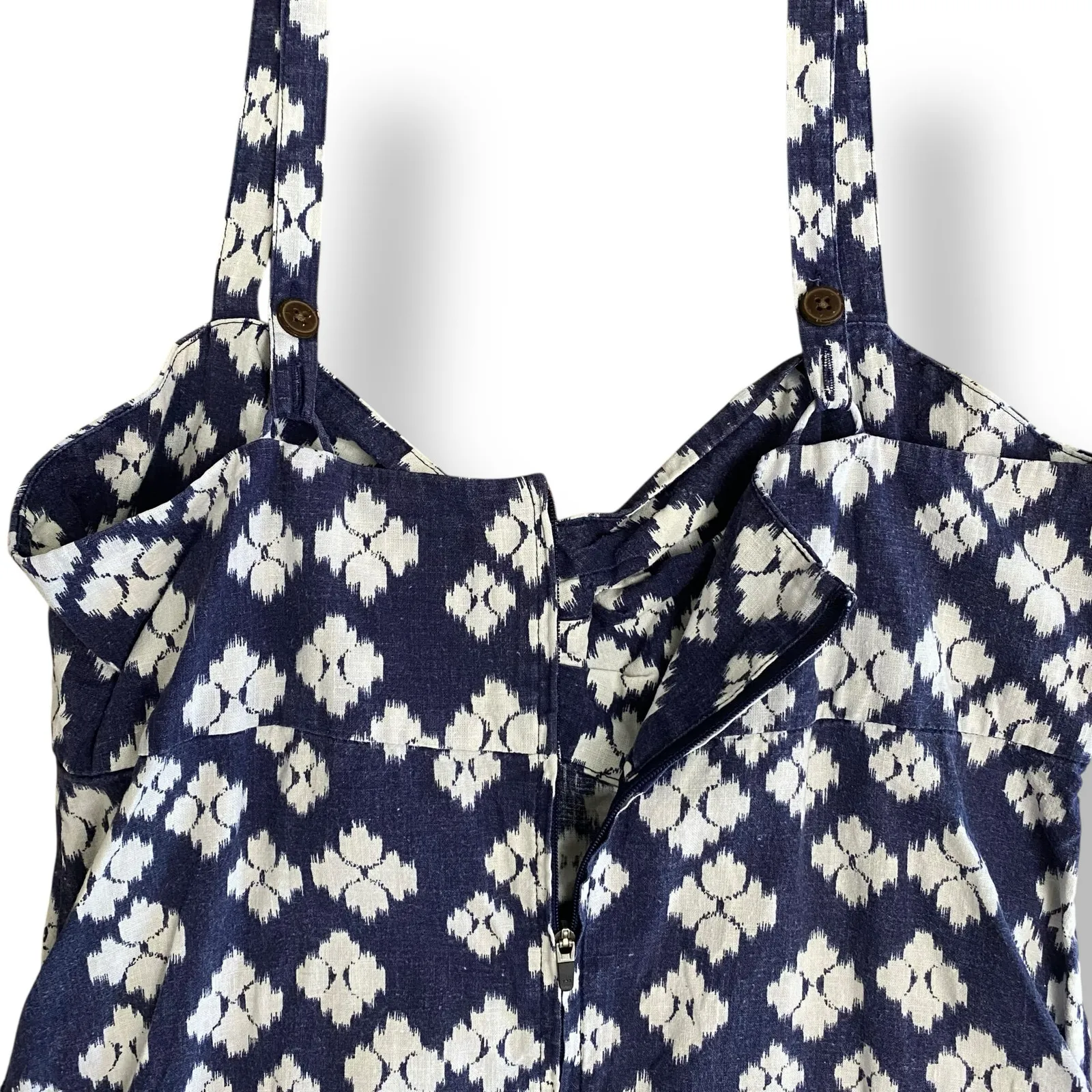 Patagonia‎ Summertime Dress Blue and White Hemp Organic Cotton Size 6 - Image 6