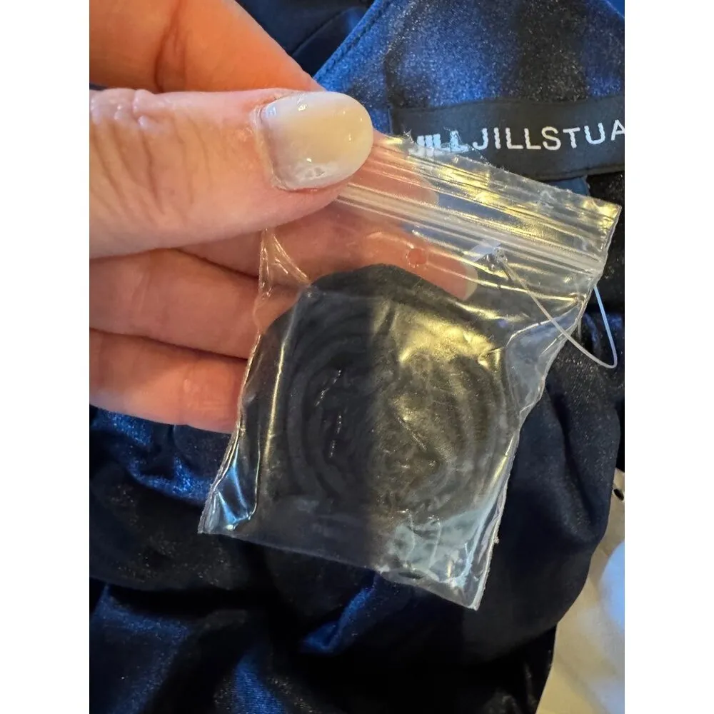 Jill Jill Stuart Dress Women 4 Navy Blue Satin Strapless Back Bow Mini NWT Party - Image 11