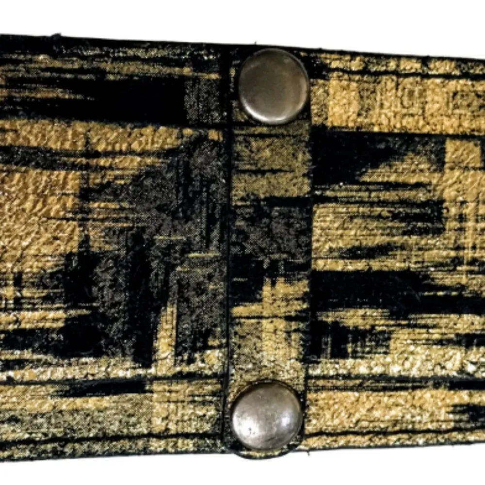 WCM New York Leather Belt Metal Chain Gold & Black Metallic Women's Wrap - Image 8