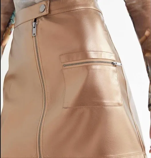 Bronze Demi Metallic Zip Up Skirt - Image 5