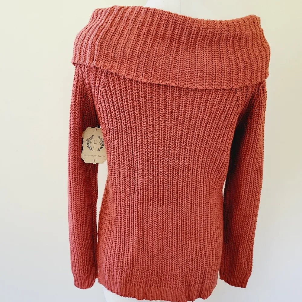 Favlux rust off shoulder hip length sweater size small - Image 9
