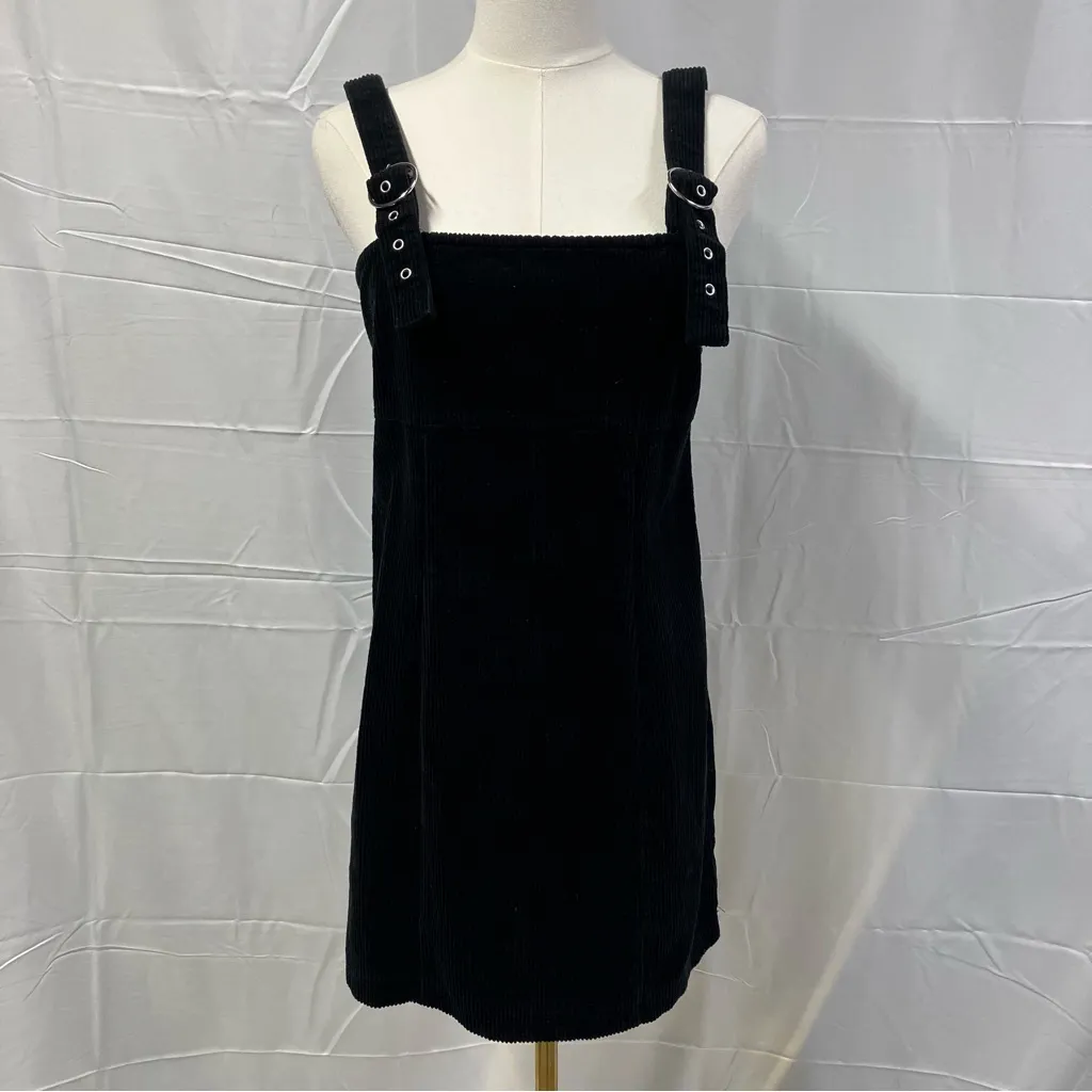 Forever 21 Corduroy Overall Mini Dress‎ Juniors Size M Black Steampunk Goth Punk - Image 2
