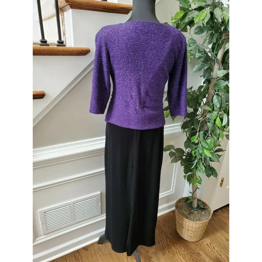 I.N.Studio Women's Purple & Black Half Sleeve Top and Dress Two Piece Size 6 - Image 4