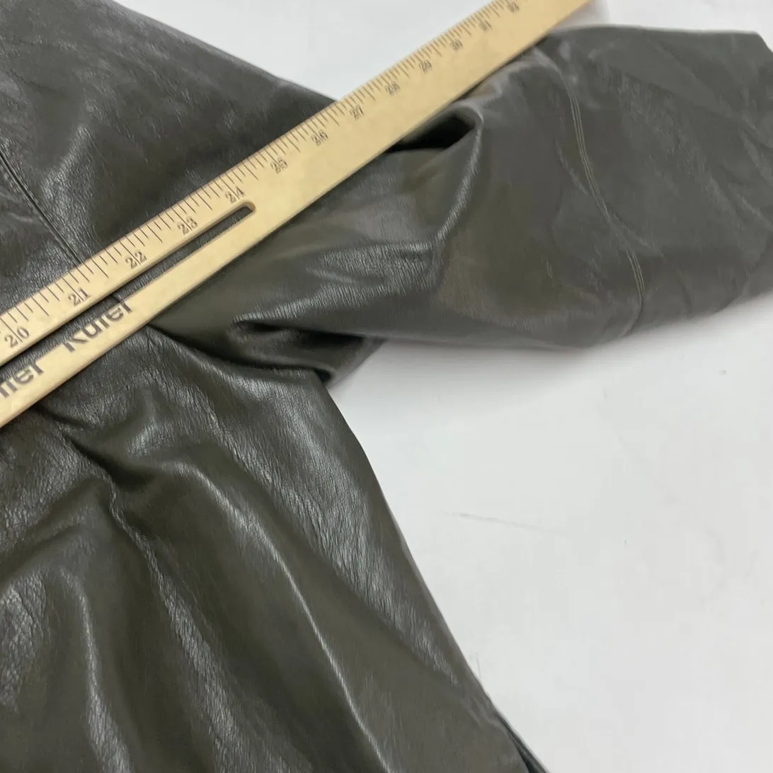 Nanushka Jacket Womens X Large Holleen Solid Green Faux Leather Collared Size XL - Image 12