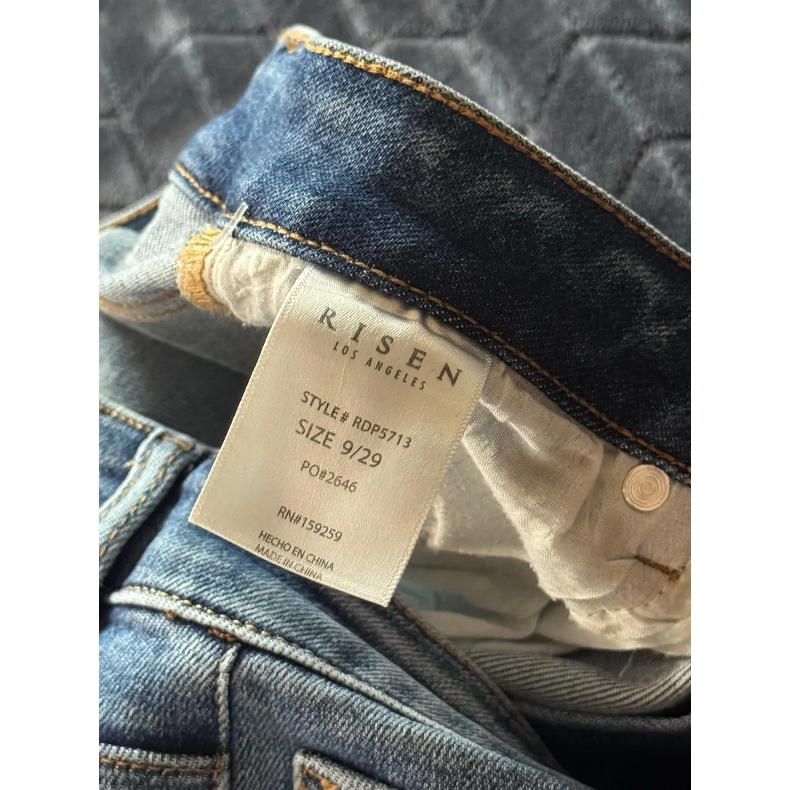 Risen Jeans Women's Blue Distressed Frayed Hem Flare Denim Size 29 - Image 4