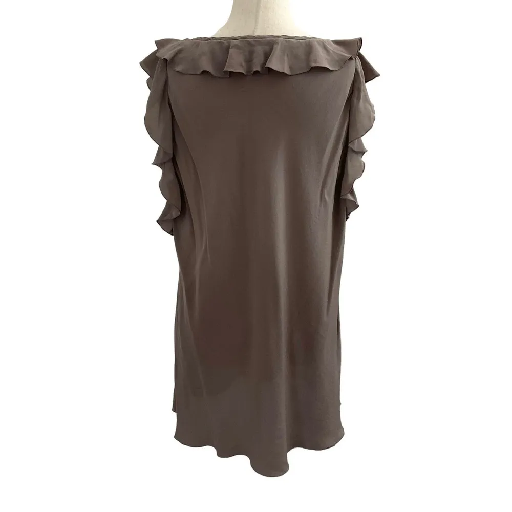 Banana Republic Brown Ruffles Sleeveless Blouse Size Large | 48-38 - Image 2